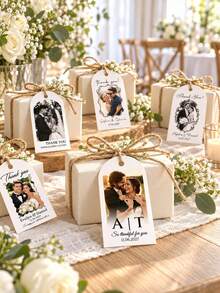 8/16/24pc Personalized Photo Wedding Favor Tags, Custom Thank You Gift Tags For Bridal Showers, Candy Bags And Wedding Guest Favors, Bulk Party Favors - Multicolor - View 6