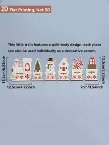 1 Set Vintage Christmas Train Desktop Decor, 2D Flat Printed Signs With Santa, Gingerbread Man, Snowman, Nutcracker, Christmas Tree, Wreath, Candy Cane, Gift House, Holiday Tabletop Display, Suitable For Fireplace Mantel, Shelf, Coffee Table, Farmhouse Style Winter Party Indoor Home Decor - Multicolor - View 14