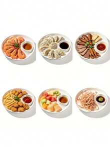 Round Dumpling Plate With Vinegar Sauce Dish, Divided Snack Platter For Fries, Fruit, And Braised Food, Reusable Meal Tray - Lightweight And Durable, Suitable For Hotel, Home, Party, Camping - View 6