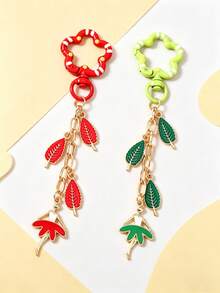 1pc Versatile Cartoon Character Keychain, Leaf Ballet Girl Keyring, Bag Pendant - Multicolor - View 2