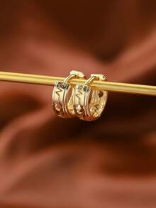 1 Pair Of ECG Heartbeat Lines, With Love Hollow Earrings, Sweet And Cool, Suitable For Ladies To Wear Every Day. - Yellow Gold - View 6