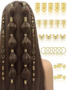 42pcs Golden Hair Ring Dreadlocks1 Set,Party Braided Hair Clips Hair Accessories Loc Hair Jewelry For Braids For Women Boho - Gold - View 1