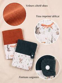 Baby Health Record Book Cover, Soft Corduroy A5 Notebook Cover, Fabric Protective Sleeve For Journal Planner, Newborn Baby Gift - Multicolor - View 7