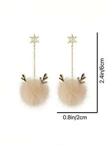 Christmas Atmosphere, Autumn And Winter Reindeer Fur Ball Earrings Popular, Exquisite Design, Personalized Earrings - Style 1 - View 3