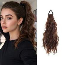 Ekstensi Rambut Ekor Kuda dengan Karet Elastis 12 Inci 40g, Rambut Ekor Kuda Sintetis Gelombang Air, Ekor Kuda Keriting Lilit untuk Gaya Rambut Sehari-hari Wanita - MultiWarna - View 9