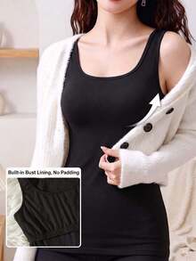 1 chiếc áo tank top hai dây đa năng, có thể mặc không cần áo ngực, thích hợp cho các dịp thường ngày, thể thao, yoga, phối đồ nhiều lớp, mọi mùa. - màu đen - Xem 7