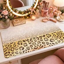 1pc Beige Leopard Print Mouse Pad, Glitter Animal Spot Border And Soft Neutral Gradient Extended Desk Mat For Home Office And Gaming, Sizes S/M/L/XL - View 11