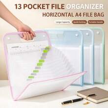 1pc Accordion File Organizer, Multi-Compartment With Labels, Suitable For A4 Paper, Used For Home And Office Receipt File Organization - Multicolor - View 7