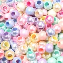 50/100pcs Acrylic Pearlized Crinkled Wheel Beads,Iridescent Textured Large Hole Spaced Beads For DIY Jewelry Making Bracelets,Mobile Phone Chain - Random Color - View 3