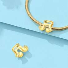 1pc Beaded Jewelry, Original Bracelet Necklace DIY Pendant Chain Accessories, Featuring Castle, Musical Note, Maple Leaf, Infinity Symbol Shapes, Inlaid With Sparkling Zirconia, Exquisite 3D Carving, Versatile Handmade Accessories, Suitable For DIY Jewelry And Gifts - Gold - View 7