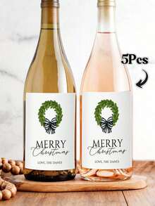 1 stk/3 stk/5 stk tilpassede juleetiketter til vinflasker – personlige tekstklistremerker, flere høytidsdesign, julepynte til julefest, bryllup, bursdag og jubileum, foto-selvklebende papir - Flerfarget - Vis 10