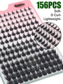 156 Bundles D Curl Thick Cluster Lashes, Large Capacity Eyelash Storage Box, Fluffy Curly Individual Lash Clusters, Bold Voluminous DIY Lash Extensions, Dense Eye Makeup Look, Easy To Apply Single Cluster Lashes Ideal For Beginners - D - View 5