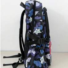 New Funny Shark Printed Backpack Fashion Travel Bag Backpack Large Capacity Retro Casual Bag Unisex, Available In Multiple Colors - Black With Blue - View 3