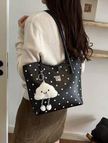 2026 Autumn New Fashion Personalized Design Polka Dot Niche Large Capacity Lightweight Women's Shoulder Bag - Black - View 8