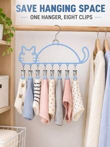 1pc Sock Drying Rack (With 8 Clips, Rotatable, Windproof, Anti-Slip), Suitable For Balcony, Laundry Room And Bedroom Closet Storage, Ideal For Housewives And Home Storage Enthusiasts; Cute Cat-Shaped Underwear And Towel Drying Rack, Multi-Functional Space-Saving Drying Clip Rack, Essential Home Item For Summer Daily Use. - Multicolor - View 8