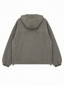 Women's Dropped Shoulder Long Sleeve Casual Multi-Zipper Loose Hooded Jacket - Grey - View 3
