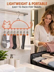 1pcsMultifunctional Stainless Steel Drying Rack Featuring A Cute Cat Design; Sturdy, Thickened, And Durable, This Versatile Rack Serves Eight Different Purposes-Perfect For Drying Items Like Underwear And Socks. A Household Essential. - Multicolor - View 7