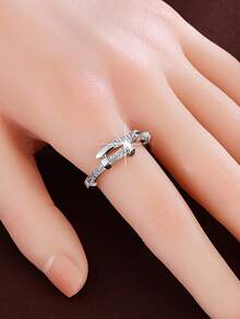1pc Fashionable Cubic Zirconia Ring, Women's Wedding Anniversary Accessory Gift - 1# - View 3