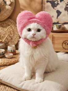 Fluffy Heart-Shaped Pet Headgear Soft Plush Cute Costume Headwear Photo Prop For Cats & Small Dogs - Multicolor - View 5