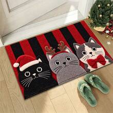 1 buah Keset Kamar Mandi Mikrofiber Motif Kucing Natal, Keset Kamar Mandi Lembut Anti Selip, Keset Penyerap Air, Dapat Dicuci dengan Mesin, Kain Rajut, Untuk Kamar Tidur, Dapur, Pintu Masuk, Penggunaan Dalam & Luar Ruangan, Dekorasi Rumah, Hadiah Dekorasi Pesta Liburan yang Sempurna, Dekorasi Natal - A - View 10