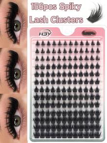 156 Bundles D Curl Thick Cluster Lashes, Large Capacity Eyelash Storage Box, Fluffy Curly Individual Lash Clusters, Bold Voluminous DIY Lash Extensions, Dense Eye Makeup Look, Easy To Apply Single Cluster Lashes Ideal For Beginners - D - View 1