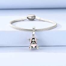 1Pc Sparkling Silver Plated Assorted Design Flowers Animals Charm For Bracelet Necklace Large Hole Spacer Jewelry Making Gift Perfect For Lovely Gifts - Silver - View 7