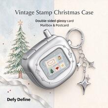 Apple Earphone Case Y2K Retro Flip Phone Style Earphone Box AB Side Glitter Card Compatible With Multiple Apple Models Christmas Mailbox Customized Design Card Replaceable Earphone Protective Cover With Star Keychain Gift Box Packaging Christmas Gift With DIY Stickers - View 4