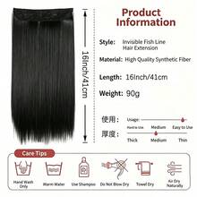 Women Invisible Fish Line Straight Hair Extensions, Adjustable Elastic Wire Synthetic Hairpiece, Matte Heat‑Resistant Fiber One Piece Hair Extensions Easy Wear For Daily Party - Multicolor - View 3