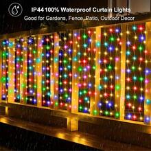 1 Pc Solar-Powered Curtain String Lights, With 100/200/300 LEDs, Suitable For Weddings And Outdoor Decorations. Made Of Plastic And Paired With A Movie Theme, Perfect For Christmas, Terraces, Gardens, And Other Settings - Solar Powered Curtain Lights - View 2