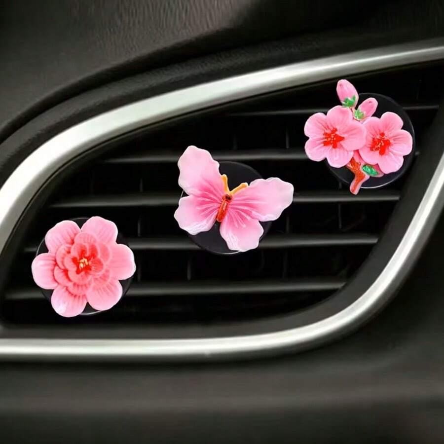 3pcs Gradient Butterfly & Flower Car Air Vent Decor, Car Air ...