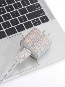 Set Casing Charger Bling 5 Buah, Kompatibel dengan Apple 11/12/13/14, Termasuk Stiker Berlian Berkilau, Pelindung Kabel - Bahan TPU, Kompatibel dengan Charger Apple 18W/20W - Beraneka warna - View 6