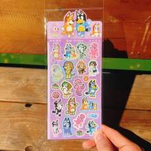 Bluey 10 Sheets Cute Cartoon Dog Holographic Stickers, Shiny Glitter Sticker Pages, Adorable Animal Character Stickers, Suitable For Planner, Scrapbook, Phone Case, Laptop, DIY Craft Decoration, Fun Decorative Sticker Pack, Perfect For Party Favors, Colorful Pattern Art Stickers - Multicolor - View 5