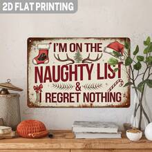 2D 1pc Humorous Sign "I'm On The Naughty List" Warning Wooden Sign, Suitable For Yard Wall Decor, Fence, Garage, Indoor Wall Decoration, Great Gift/No Electricity Required - TM47 - View 12