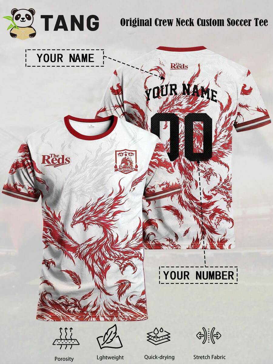 Áo bóng đá nam phong cách Liverpool tùy chỉnh tên và số, cổ tròn, nhẹ, phù hợp cho thi đấu bóng đá, tập luyện, mặc hàng ngày và làm quà tặng