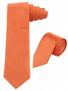 1pc 7cm Professional Business Tie Men's Korean Style Fashion Polyester Long Necktie - Coral Orange - View 3