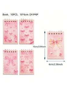 30/20/10/5pcs Cute Pink Spiral Notebooks, Butterfly Heart Pattern Wire-Bound Memo Pads, Random Color A5 Writing Journals, Lesson Planning Notes, School & Office Supplies, Back To School Gifts - A - View 5