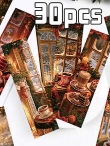 SCXXBSW 30pcs Christmas Coffee Bookmarks Exquisitely Designed Bookmarks-The Perfect Gift For Readers And Book Lovers, Ideal For Party Gifts - 30pcs - View 13