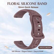 Tali Jam Tangan Silikon Berukir Bunga 18mm 20mm, Tali Jam Tangan Pengganti Kompatibel dengan Watch & Watch, Tali Pergelangan Tangan Lembut - MultiWarna - View 21
