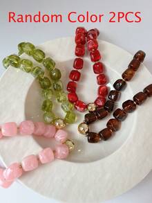 17KM Kalung Manik-Manik Pola Geometris Vintage Sederhana Warna Acak 2/1 buah untuk Wanita, Saudari, Liburan, Kencan, Hadiah, Kasual Sehari-hari, Pesta, Pernikahan, Serasi, Ibu, Teman (Perbedaan Warna Mungkin Terjadi) - MultiWarna - View 7