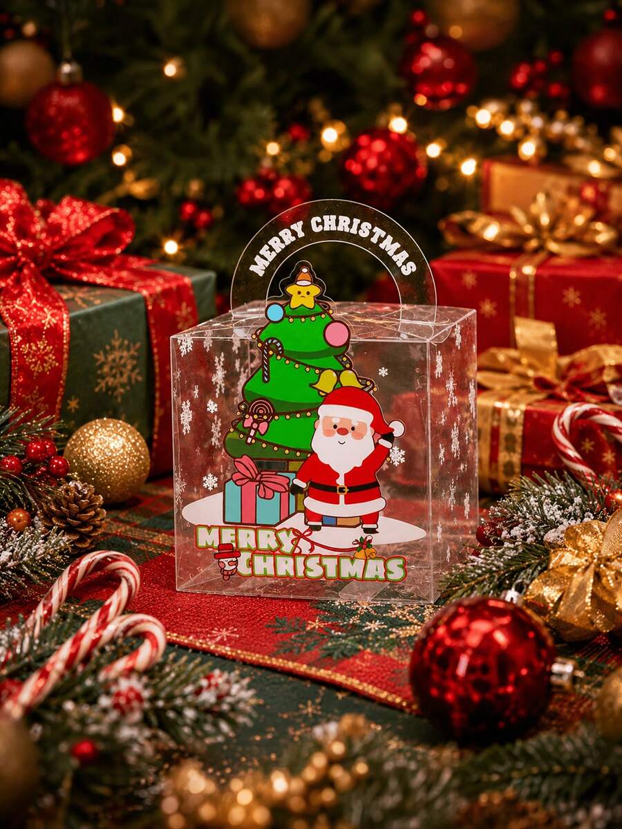5pcs/Set Christmas Eve Santa Claus Christmas Tree Gift Box For Holiday Party Favors, New Christmas PET Gift Box For New Year's Eve And Christmas Packaging - Gift Box - View 1