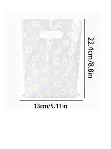 100/50/20/10pcs White Daisy Pattern Plastic Shopping Bags, Premium Retail Transparent PET Gift Bags, Suitable For Party Favors, Baking Packaging, Supermarket Shopping And Picnic, Picnic Essentials, Transparent Design, Sturdy Structure, Gift Bags - Transparent - View 12
