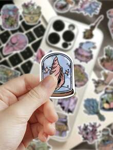 50pcs Forest Witch Material Pack Stickers For Journal, Diary, Scrapbook, Planner, Luggage, Envelope, Greeting Card, Notebook, Tablet, Water Bottle - Forest Witch Craft Kit - View 3