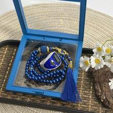 Macaron Multicolor Beaded Tassel Tasbih 2 Pieces Gift Set, Multiple Color Combinations Black & Gold Metal Accessories, LED Glow-In-The-Dark Finger Ring Counter, Wearable Or Car Hanging Ornament, Muslim Men & Women Prayer Meditation Set - Multicolor - View 9