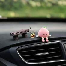 "It's Great To Have You" Cute Peach Car Dashboard Healing Emotional Ornament Creative Mini Fruit Center Console Decor - A - View 2