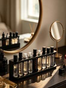 1pc Portable Perfume Sample Display Rack - 9 Holes (1.2cm Diameter) Travel Spray Bottle Storage Rack, Multi-Compartment Desktop Organizer, Minimalist Style Essential Oil Test Tube Holder, Suitable For Vanity And Bathroom Countertop Decoration, Applicable For Perfume, Cosmetics, Lipstick, Eyebrow Pencil And Makeup Brush Desktop Storage Rack, Decorative Ornament, Desktop Organizer - Multicolor - View 6