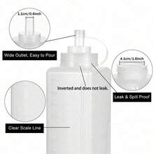1pc Squeeze Sauce Bottle! Leak-Proof Design + Clear Measurement Scale, With Lid Seasoning Bottle, Suitable For Grilling, Salad And Baking - 0.6L/0.8L/1L (20oz/27oz/33oz) - Transparent White - View 6