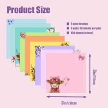 6pcs/ALL 120 Sheets Random Color,Cute Highland Cow Memo Pads, 7.6 X 7.6cm Self-Sticky Notes For Planner, Journal, Books, Desk, Office And School, Fun Gift For Girls And Women - Multicolor - View 6