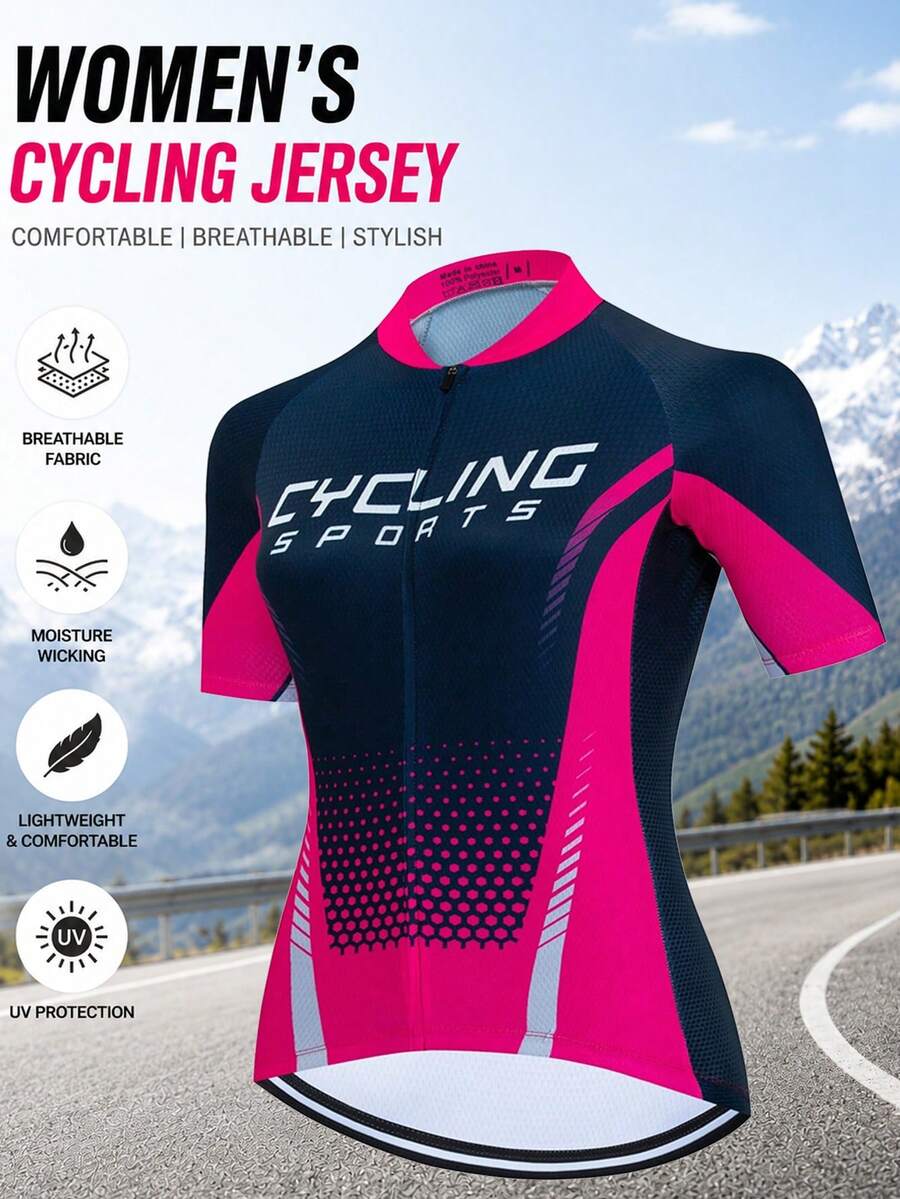 Women's Cycling Jersey, Summer Short Sleeve Mountain Bike Riding Outfit Sports - Multicolor - View 1