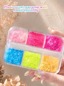 6-Grid Autumn Mixed Color Butterfly Sequin Nail Stickers, Suitable For Nail Art Decoration - Multicolor - View 6