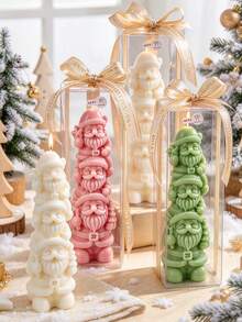 1pc Stackable Santa Claus Scented Candle, Hand-Poured Fragrance Candle, Christmas Party Tabletop Decor Prop, Holiday Home Desktop Ornament, Christmas New Year Gift, Decorative Candle - 1PC - View 7